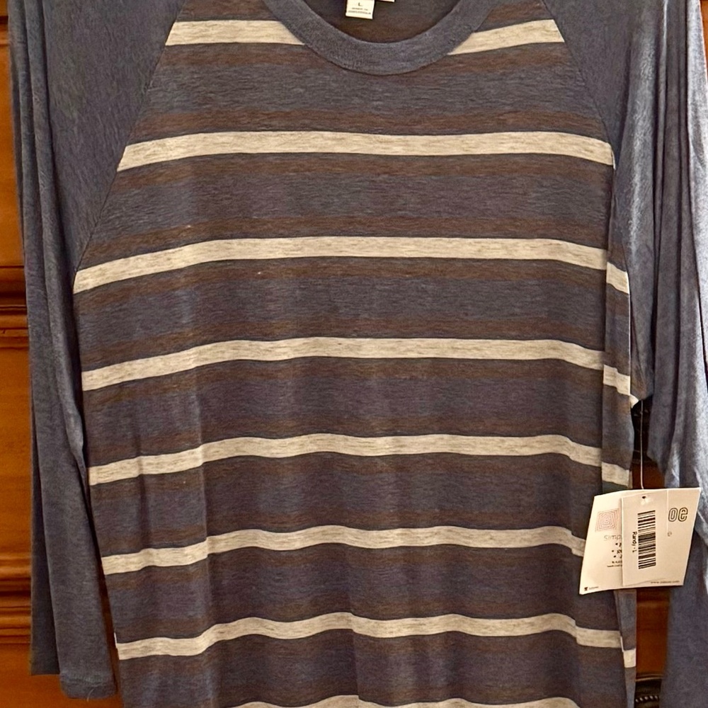 Women's Striped Blue and Gray Shirt